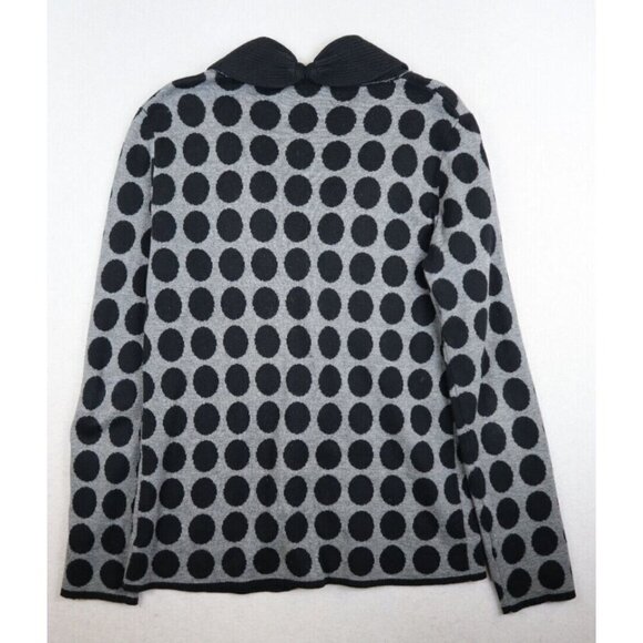 KNITS WITH A TWIST BY THE SWEATER GIRL - WOMEN'S GRAY BLACK POLKA DOT CARDIGAN M - Picture 8 of 8